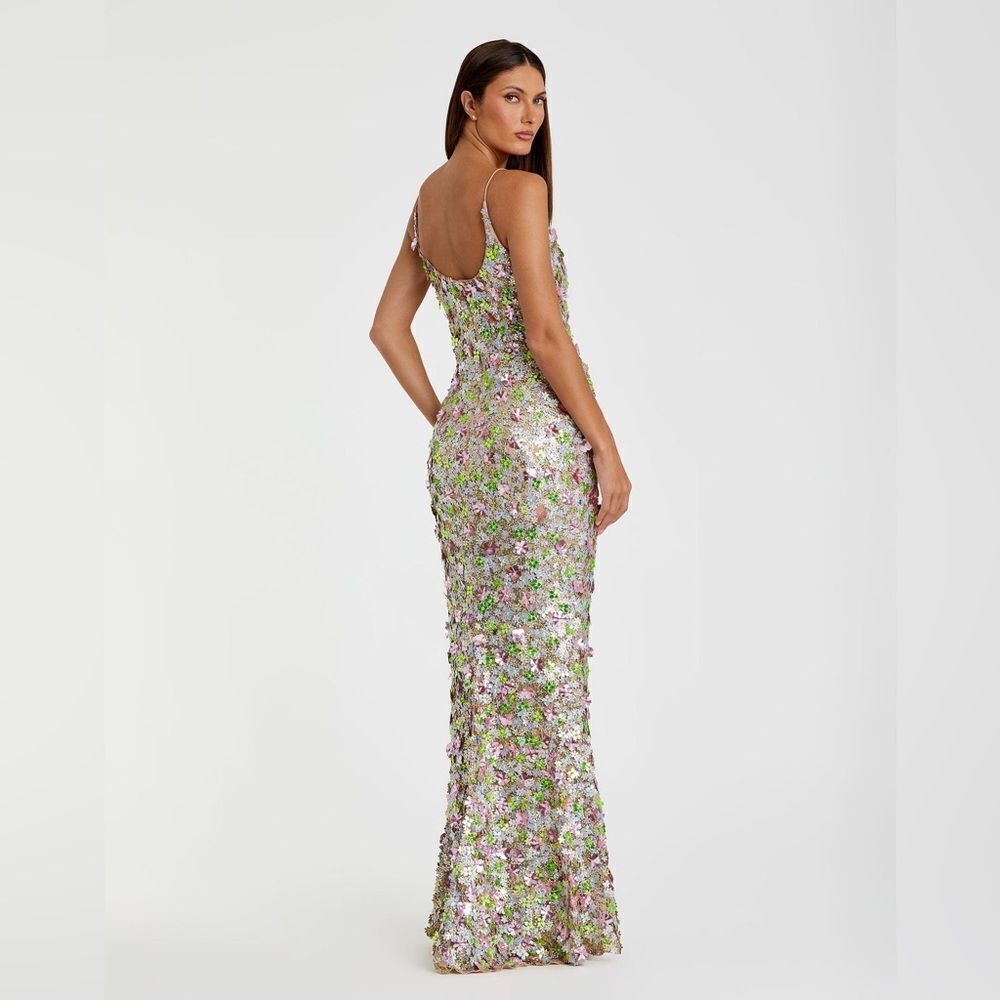 MAC DUGGAL 6153 Multicolor Sleeveless Floral Paillette Embellished Mesh Gown - Picture 6 of 15